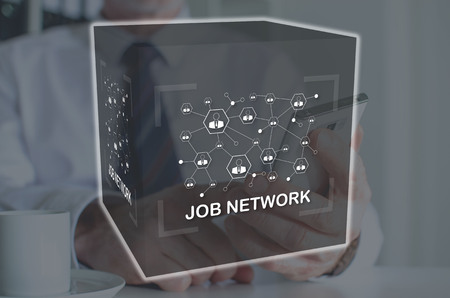 Job network concept illustrated by a picture on background