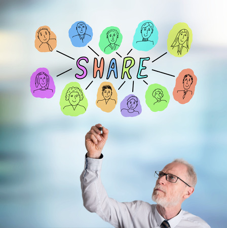 Share concept drawn by a businessmanの写真素材
