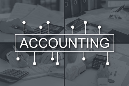 Accounting concept illustrated by pictures on backgroundの写真素材