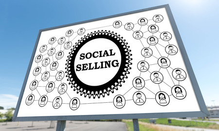 Social selling concept drawn on a billboardの写真素材