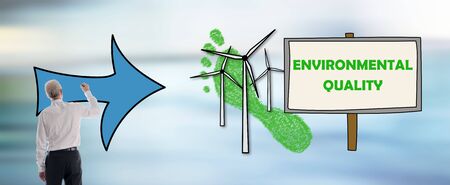 Environmental quality concept drawn by a businessman
