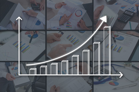Graph concept illustrated by pictures on background