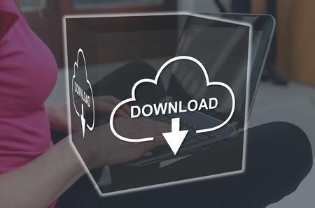 Data download concept illustrated by a picture on background