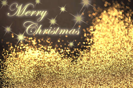 Abstract Merry Christmas card with stars and golden backgroundの写真素材
