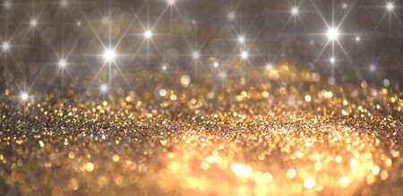 Abstract Merry Christmas card with stars and bright golden spangles