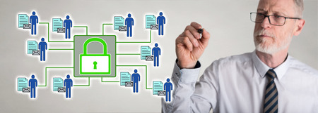 Personal data security concept drawn by a businessman