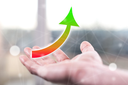 Growth concept above a hand of a man