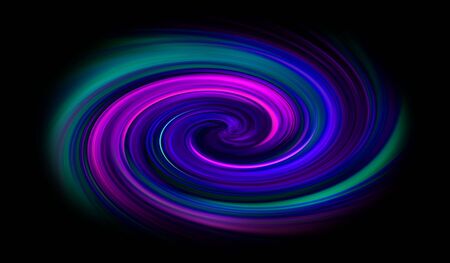 Abstract colorful shiny spiral on black background