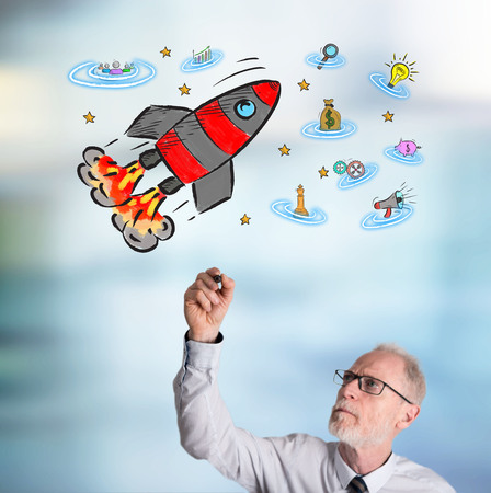 Business success concept drawn by a businessmanの写真素材