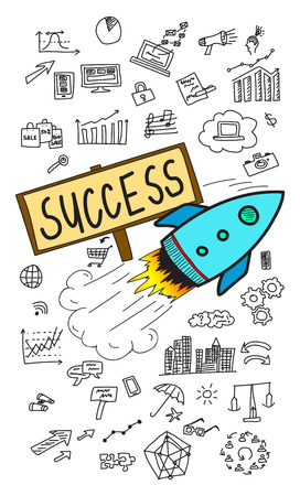 Business success concept drawn on a white backgroundの写真素材