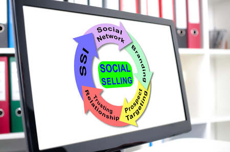 Social selling concept shown on a computer screenの写真素材