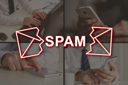 Spam concept illustrated by pictures on backgroundの写真素材