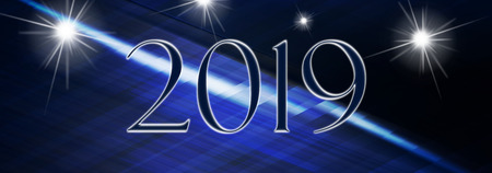 Happy New Year 2019 panoramic cardの写真素材