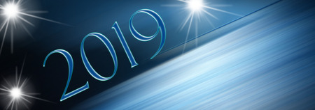 Happy New Year 2019 panoramic cardの写真素材