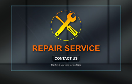 Repair service concept on dark backgroundの写真素材