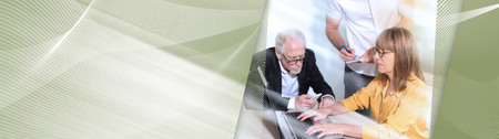 Business people working together in office, light effect. panoramic banner
