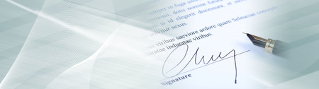 Closeup of signature. panoramic bannerの写真素材