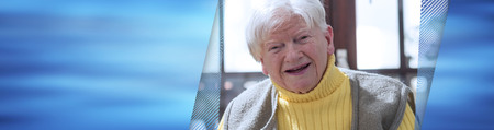 Portrait of a happy elderly woman. panoramic bannerの写真素材