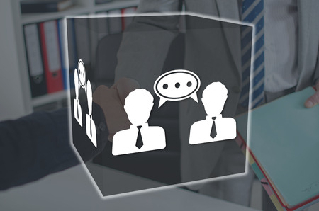 Dialogue concept illustrated by a picture on backgroundの写真素材