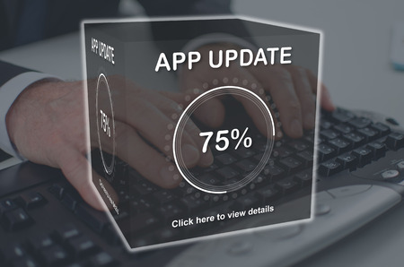 Application update concept illustrated by a picture on background