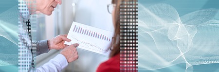 Business people in meeting discussing about financial results in office. panoramic bannerの写真素材
