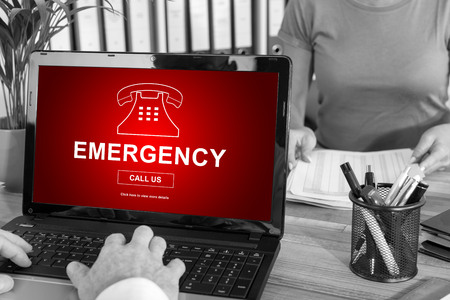 Laptop screen with emergency conceptの写真素材