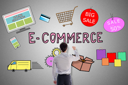 E-commerce concept drawn by a businessmanの写真素材