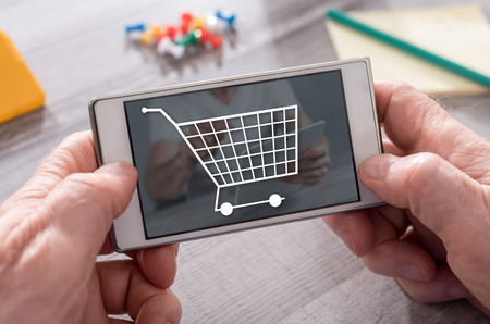 Online shopping concept on mobile phoneの写真素材