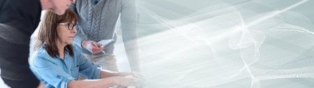 Business people working together in office. panoramic banner