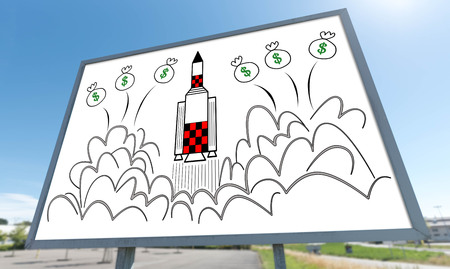Start up concept drawn on a billboard
