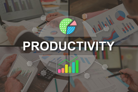 Productivity concept illustrated by pictures on backgroundの写真素材