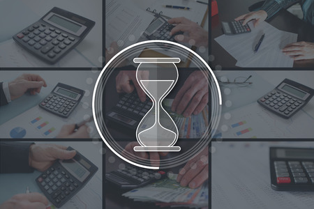 Deadline concept illustrated by pictures on backgroundの写真素材