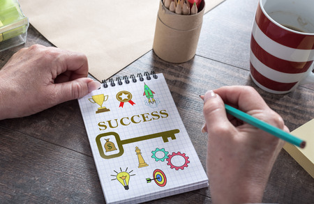 Business success concept drawn on a notepadの写真素材