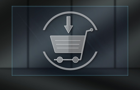 Online shopping concept on dark backgroundの写真素材