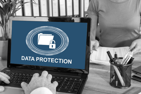 Laptop screen with data protection conceptの写真素材