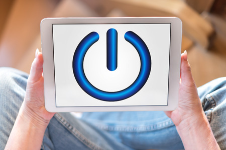 Tablet screen displaying a start concept