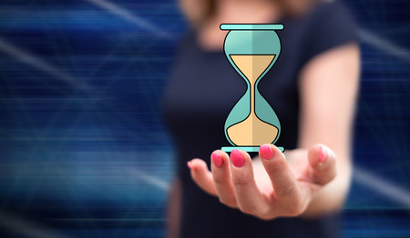 Deadline concept above the hand of a woman in background