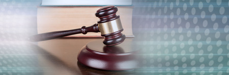 Judge gavel with law books. panoramic banner