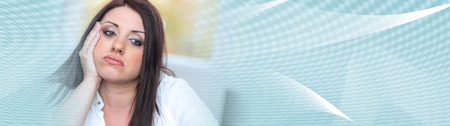 Portrait of depressed attractive young woman. panoramic bannerの写真素材