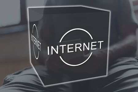 Internet concept illustrated by a picture on backgroundの写真素材