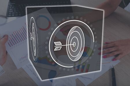 Goal concept illustrated by a picture on backgroundの写真素材