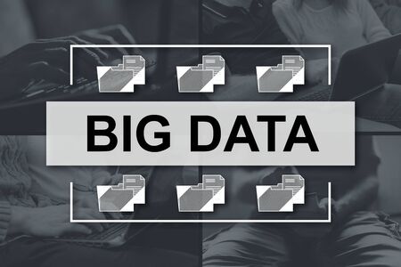 Big data concept illustrated by pictures on backgroundの写真素材