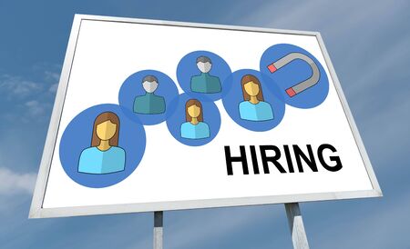 Hiring concept drawn on a billboardの写真素材