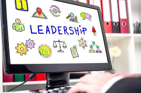 Leadership concept shown on a computer screenの写真素材