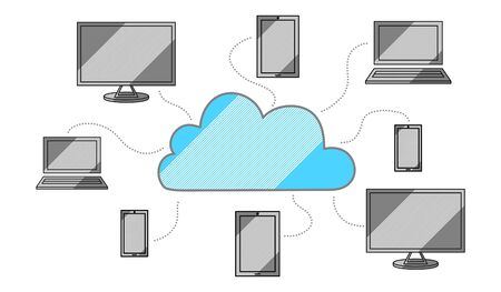 Illustration of a cloud computing concept