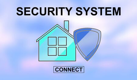 Illustration of a home security system conceptの写真素材