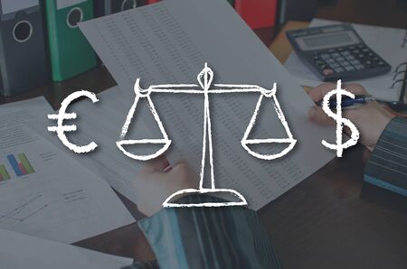Exchange concept illustrated by a picture on backgroundの写真素材
