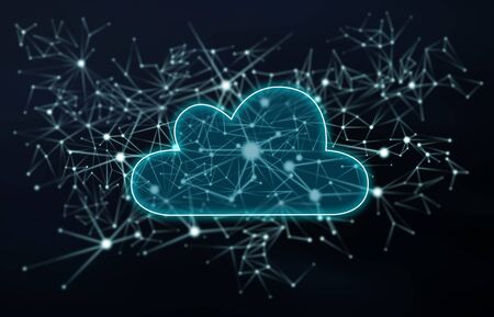 Cloud networking concept on dark background