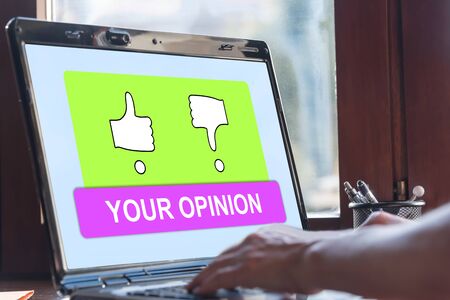 Laptop screen displaying a rating conceptの写真素材