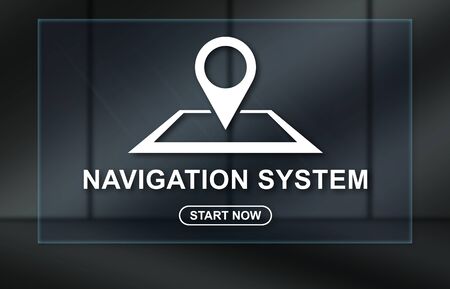 Navigation system concept on dark backgroundの写真素材